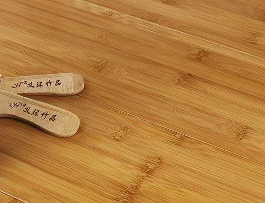 Natural light bamboo plank with semi-gloss finish — swatch showing fine vertical grain